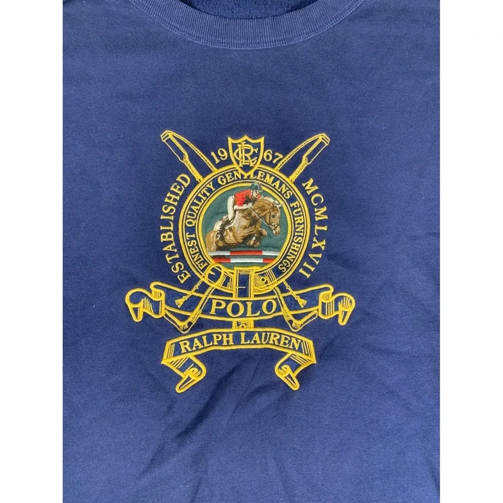 Polo Ralph Lauren Equestrian Horse Gold Cress Blue Sweatshirt Big & Tall 4XL